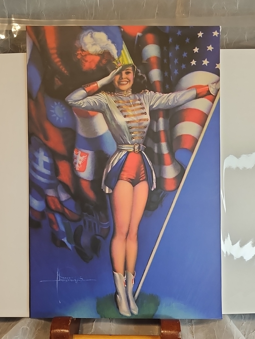 Patriotic Drum Major Wall Art Print - Blue & Red